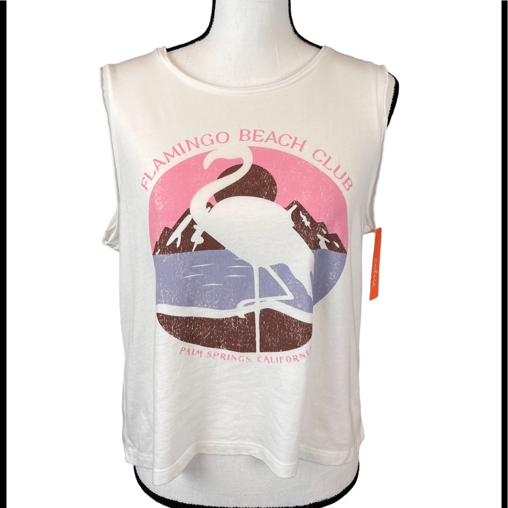 NWT Colsie Cropped Tank Top Flamingo Beach Club Size M